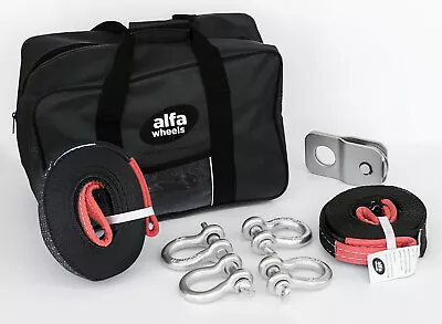 BLK 8000lbs ATV UTV 4T Winch Recovery Kit Snatch Block Bow Shackle Strap Bag 8pc • $64.99