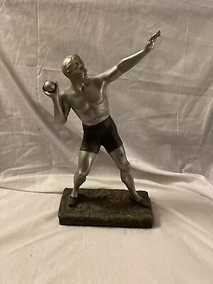 Vintage French Shot Put 1930's Art Deco Athletic Statue  Gay Figure • $347.31