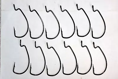 12 New Gamakatsu 74416 Heavy Wire 6/0 Plastic Worm Hook Extra Wide Gap Super Blk • $11.99