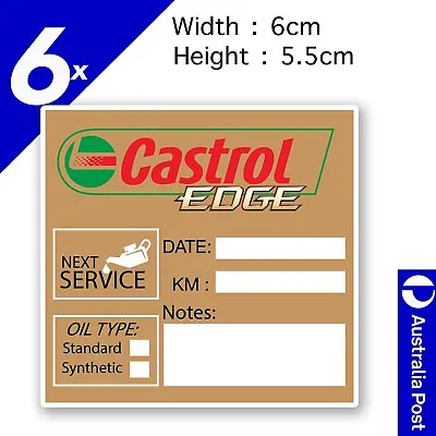 CASTROL EDGE Oil Change Service Reminder X6 Black  Cars Vans Stickers • $10