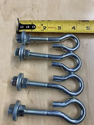 (4) Hanger/Hook Eye/Swing/Tension J Bolts 3/8  X 4  With Washers Nut • $13.99
