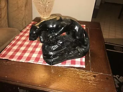 Vintage Ceramic Black Panther Light Up Statue • $90