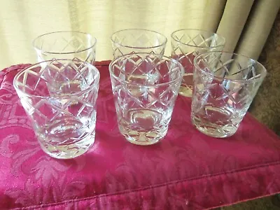 Vintage Clear Glass Lowball Cocktail Glasses Set Of 6 Excellent Condition • $16