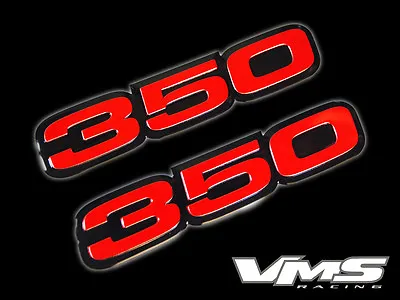 Vms 2 Chevy 350 Ci Cubic Inch Engine Block Aluminum Emblems Red Black Pair Sbc  • $14.88