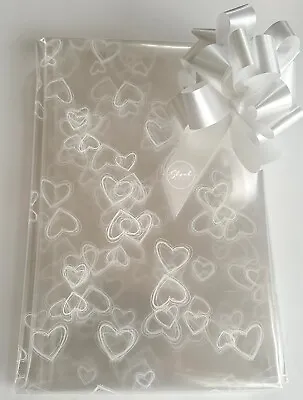 ShredAstic® White Heart Cellophane Wrap Pull Bow Hamper Kit Valentine Mother Day • £3.49