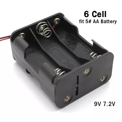 6 Cell AA Battery Holder Box Connector Open Double Deck With Wire Lead 9V • £1.91