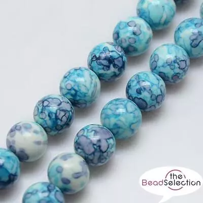 20 Ocean Jade Round Gemstone Beads Cyan Blue Premium Quality 10mm GS21 • £4.39