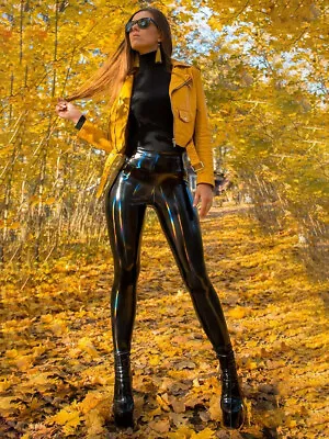 Women Strethcy Wet LOOK Vinyl Leggings Trouser PU Leather Zipper Crotch Pants  • $11.89