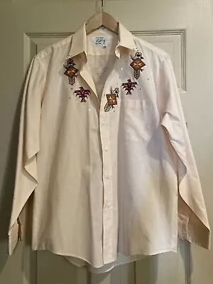 Vintage Mens Thunderbird Western Cowboy Button Up Embroidered Shirt 15 1/2 33-34 • $49.90