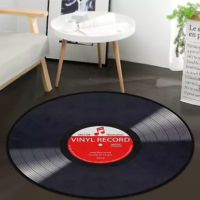 Keepcute Music Record Black Round Area Rug For Bedroom Living Room Study Playing • $28.95