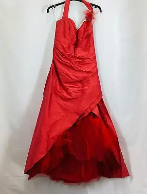 Vintage Linea Raffaelli Rust Red Halterneck Silk Dress UK 14 • £52.80