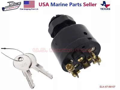 Mercury Marine Boat Ignition Key Switch Push To Choke 87-88107 87-88107A5 7-1150 • $24.50