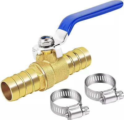 Brass Hose Barb Ball Valve Kit-1Pcs 3/4'' Heater Hose Shut Off Valve With Stainl • $15.95