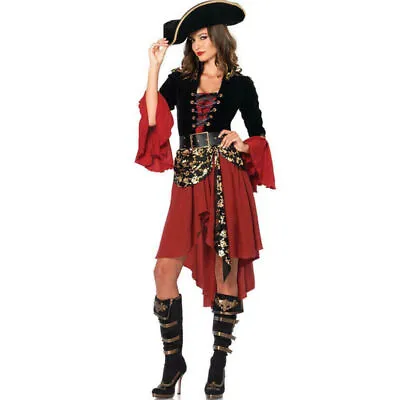 Pirate Queen Wench Buccaneer Women’s  Costume Fancy Dress Corsair Lady Caribbean • £20.86