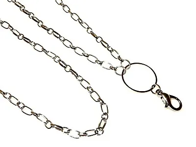 Silver Steel 28 Inch Chain Necklace O-Ring Memory Locket Pendant Badge Holder • $9.99