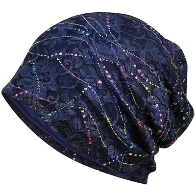 Fashion Rhinestone Embossed Lace Beanie Hat Lightweight Casual Women Cap New • $15.98