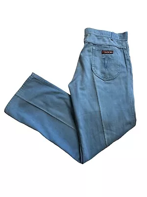 Over The Top Vintage Flare Bell Bottoms 70s Blue Vintage Vtg 1970 Corduroy 33x30 • $28.10