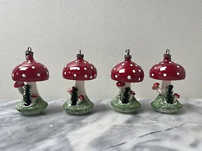 German Antique Handblown Set Of Four Mushroom Christmas Ornaments ￼ • $125