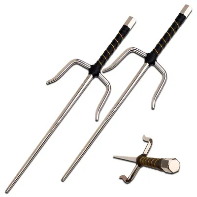 Metal Sai Martial Arts Weapon Chrome Or Black (Pair) - Add Briefcase • $59.99