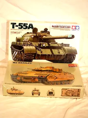 1/35 2 Lot Tamiya Russian Medium Tank T 55A & Academy M2 Bradley Sealed Boxes • $53.95