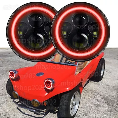 Fit VW Dune Buggy / Rail Buggy 7  Round LED Headlight Hi/Lo Beam DRL Turn Signal • $61.43