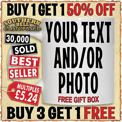 £6.99 • Buy Personalised Photo Mug Custom Cup Design Name Text Valentines Birthday Eid Gift