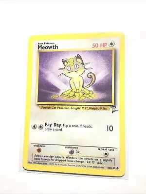 MEOWTH - 80/130 - Base Set 2 - Pokemon Card - NM • $1.20
