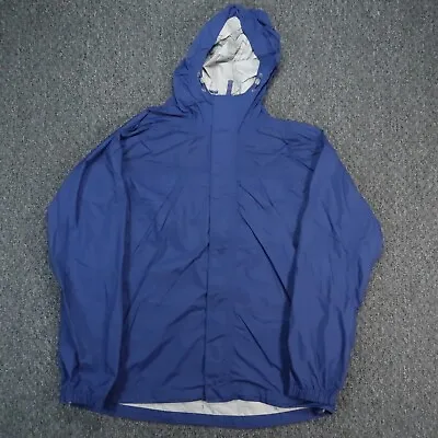 LL Bean Jacket Mens Large Blue Trail Model Rain Hooded Full Zip Nylon * • $38.80