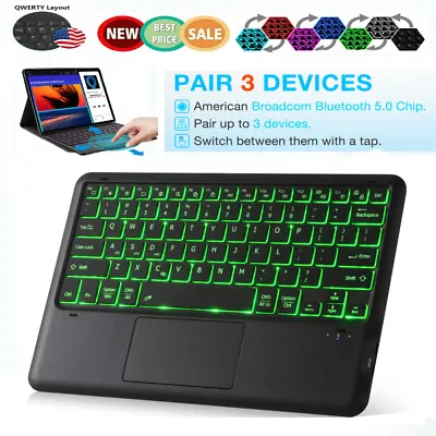 Backlit Bluetooth Keyboard W/Touchpad Mouse For Android IOS Tablet IPad & Stand • $31.25