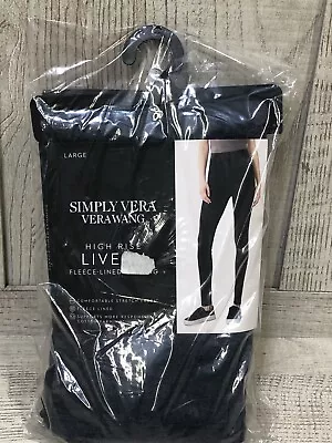 Simply Vera Vera Wang High Rise Women's Navy In Fleece Lined Leggings Size Large • $19.99