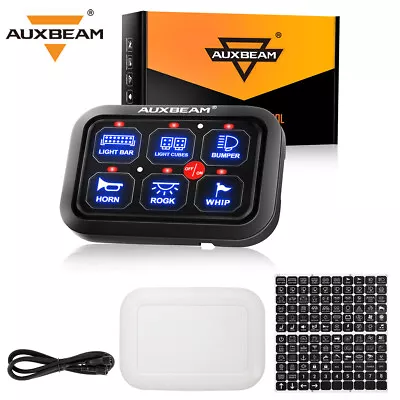 AUXBEAM 6 Gang Switch Panel Dimmable LED Light Bar Relay System Marine Boat ATVs • $119.99