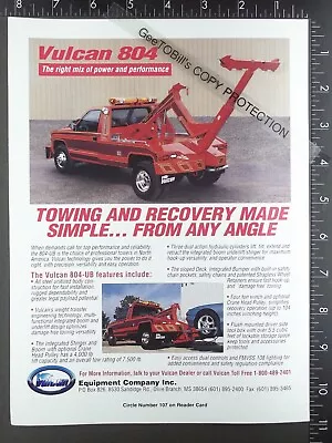 1996 ADVERTISEMENT For Vulcan V 804 UB Tow Truck Wrecker Recovery • $14.50