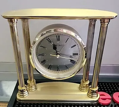  Seiko Vintage Brass Gold Mantle Clock Tested In Nice Working Condition • $34.99