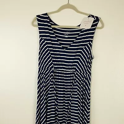 Isabel Maternity Maxi Dress Size Medium Navy White Stripes Sleeveless Long • $17.99