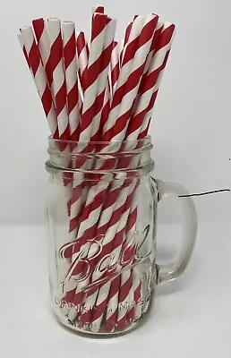 New Aardvark Paper Straws Jumbo Red Striped Unwrapped  7.75”  600 Count • $16.33