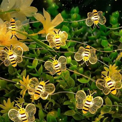 Bee Shaped LED String Lights Waterproof Cute Bee Christmas Garlands Fairy Lights • £5.21