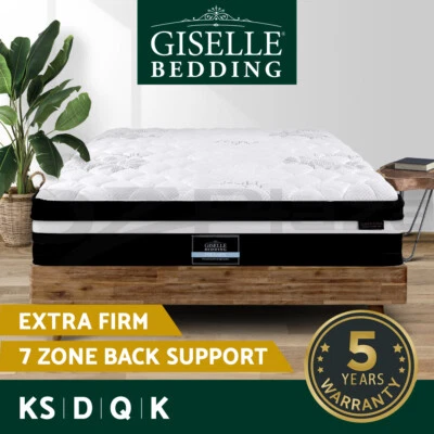 Giselle Bed Mattress ALL Size Extra Firm 7 Zone Pocket Spring Foam 28cm • $269.95