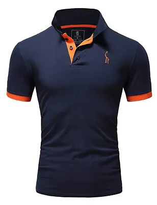 New Mens Polo Shirt T-Shirt Top Short Sleeve Contrast Colours S M L XL PL05 • £12.99