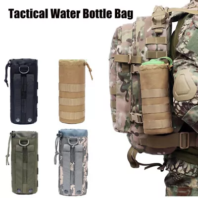 Tactical Water Bottle Bag Military Molle Hiking Belt Holder Outdoor Kettle Pouch • $6.99