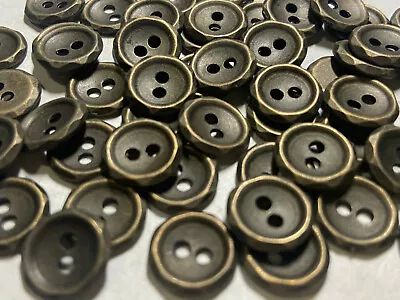 Metal Button W/Cut Beveled Rim Design Old Brass Finish 13mm 15mm 4hole • $8.50