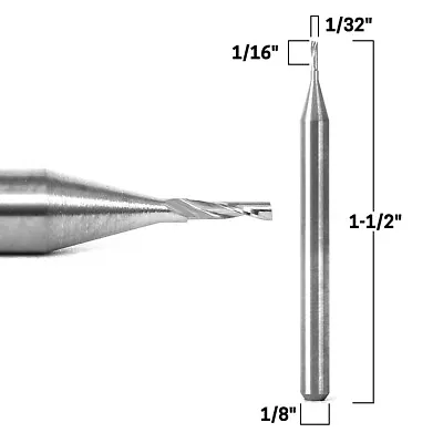 1/32  Dia O Flute Upcut Spiral Endmill CNC Bit - 1/8  Shank - Yonico 31016-SC • $12.95