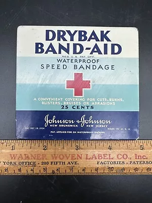 Vintage Johnson & Johnson Drybak Band-aid Tin Hinged Box Waterproof 1920's Usa • $12.99