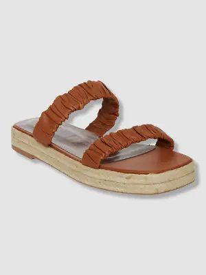 $295 Staud Women's Brown Maya Leather Espadrille Sandals Shoes Size EU 38 US 8 • $81.98