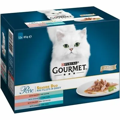 £13.74 • Buy Purina Gourmet Cat Food Seaside Mini FIllets In Gravy Salmon Tun Sardine 12x85g