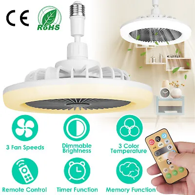 E27 Socket Ceiling Lights With Fan Dimmable LED Light Cooling Fan Lamp • $28.99