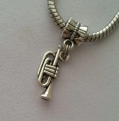 Trumpet Music Musical Instrument  Dangle Bead F/European Charm Bracelet/Necklace • $10.98