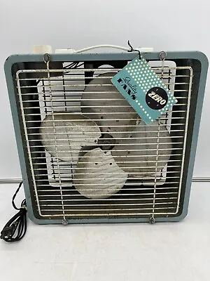 Vintage McGraw Edison ZERO Metal Turquoise 3 Speed Box Fan 15  Model 12496 Works • $94.99