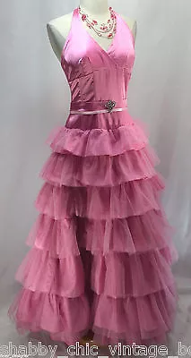 MASQUERADE MILITARY Quinceanera Dress Prom Party Ball Formal Tiered Pink Tulle 7 • $129