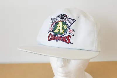 Vintage Oakland A’s Athletics 1990 American League Champions Snapback Hat White • $19.99