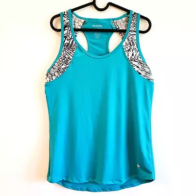 Marika Tank Top Blue Teal Fitted Athletic Active Racerback Women’s Size Large • $11.99